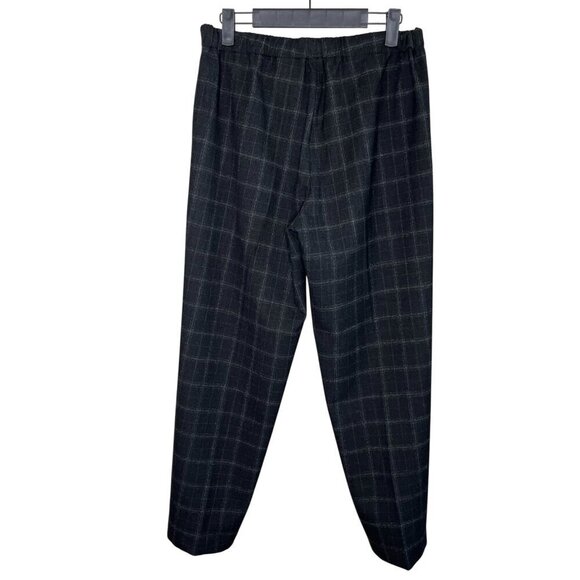 Aritzia Babaton Plaid Cropped Tapered Pants Gray Black Check Elastic Waist MED - Picture 5 of 10